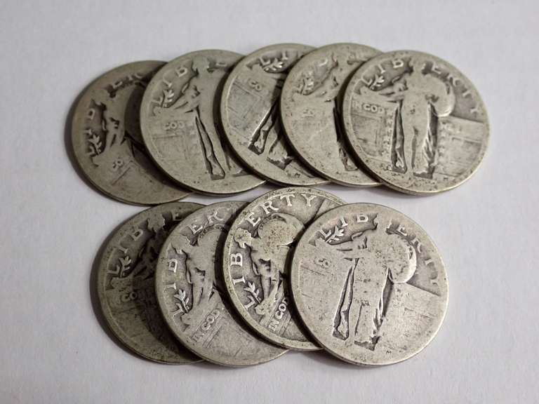 (9) STANDING LIBERTY QUARTERS - DATES NOT VISIBLE image