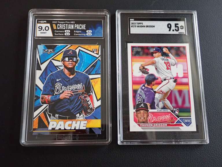 2021 TOPPS FINE, CRISTIAN PACHE, HGR 9 MINT & 2023 TOPPS, VAUGHN GRISSOM SGC 9.5 MT+ image