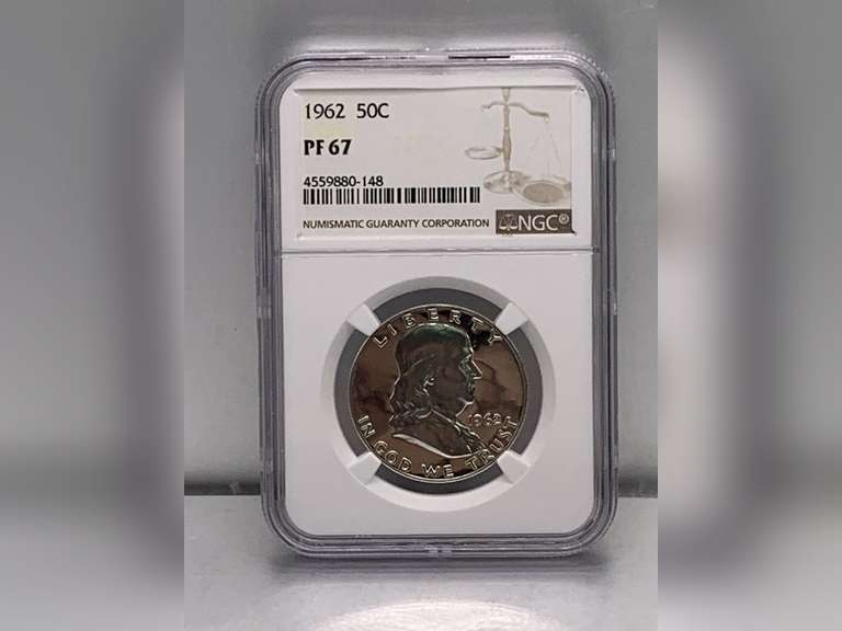 1962 PROOF SILVER FRANKLIN HALF DOLLAR 50C PF 67 NGC GRADED COIN IN CASE image
