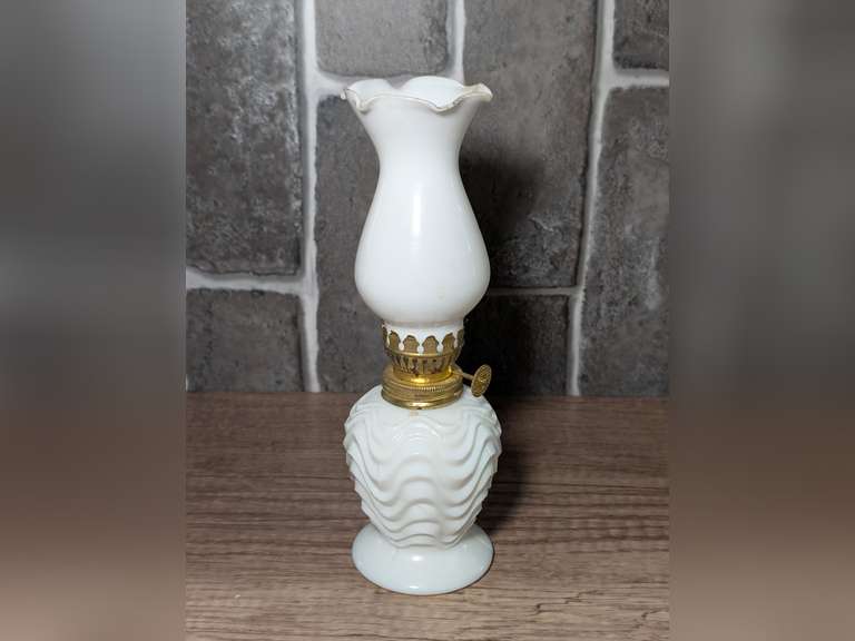 VINTAGE MILK GLASS OIL LAMP image