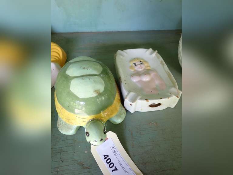 Ceramic Turtle Figure and Lady Ashtray image