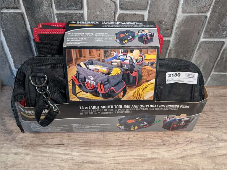 HUSKY 14-IN LARGEMOUTH TOOL BAG AND UNIVERSAL BIN COMBO PACK IN ORIGINAL PACKAGE image