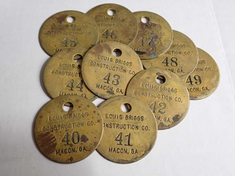 LOUIS BRIGGS CONSTRUCTION CO. TOOL TAGS, MACON, GA TAG #40-49 image