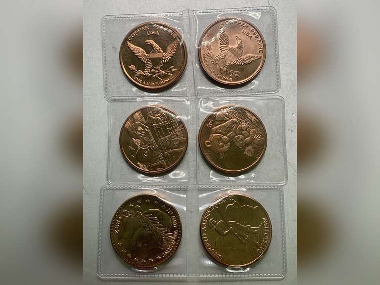 6 OZ OF .999 FINE COPPER ON COPPER COLLECTIBLE ROUNDS (SEE PICS) image