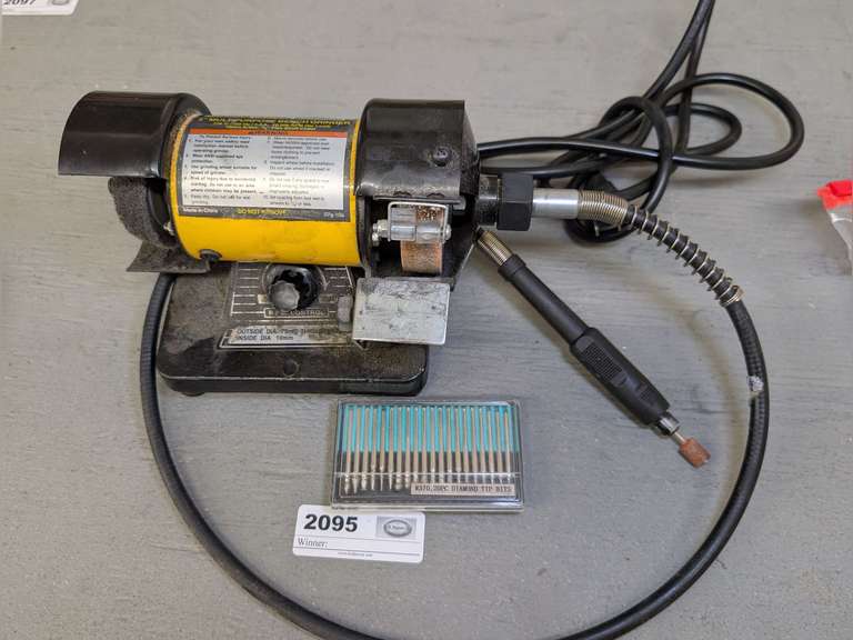 CENTRAL MACHINERY 3" MULTI-PURPOSE BENCH GRINDER AND ROTARY TOOL PLUS DIAMOND TIP BITS image