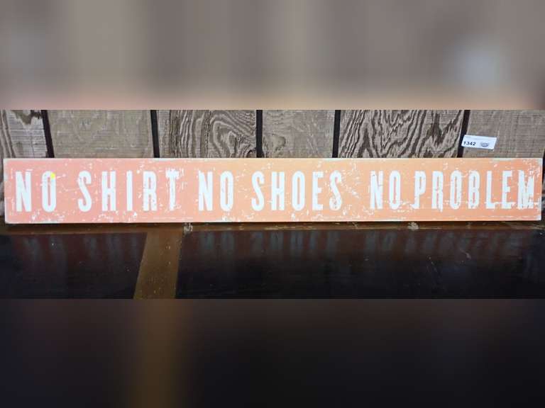 Decorative "No Shirt, No Shoes, No Problem" Sign image