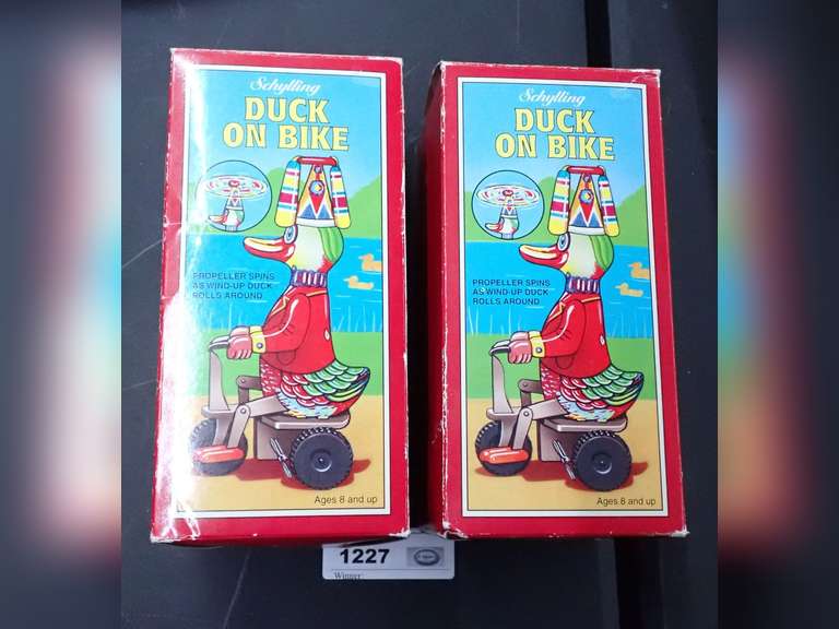 (2) Schylling Duck On Bike Toys in Original Boxes image