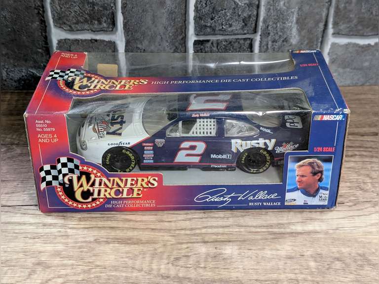VINTAGE WINNER'S CIRCLE 1:24 SCALE DIECAST MODEL IN ORIGINAL BOX, NUMBER 2 RUSTY WALLACE image