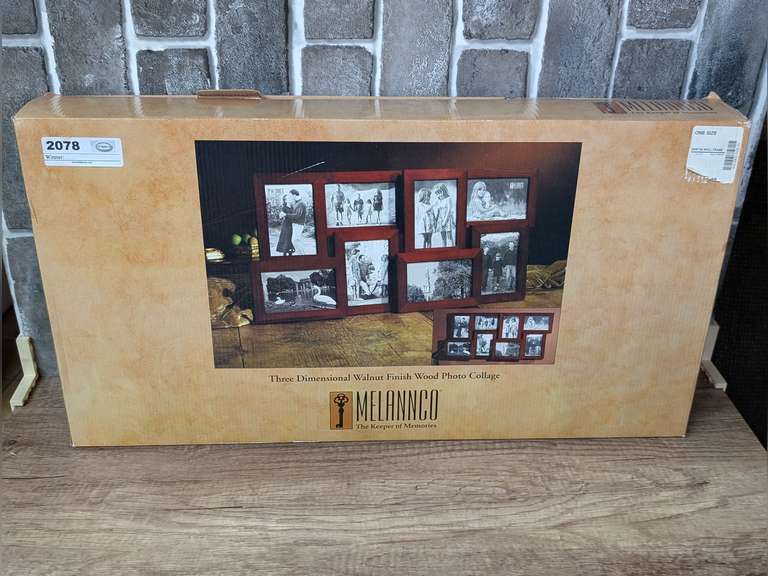 MELANNCO THREE-DIMENSIONAL WALNUT FINISH WOOD PHOTO COLLAGE IN ORIGINAL BOX image