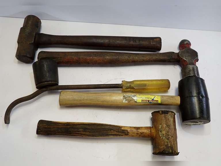 Lot of Assorted Hammers, Mallets and Pry Bar image