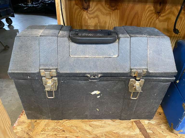 Toolbox with contents of hand tools and plumbing repair parts, see pictures for details. image