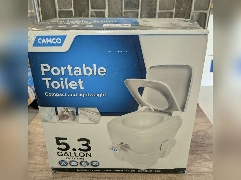 CAMCO 5.3 GALLON CAPACITY PORTABLE TOILET IN ORIGINAL BOX image