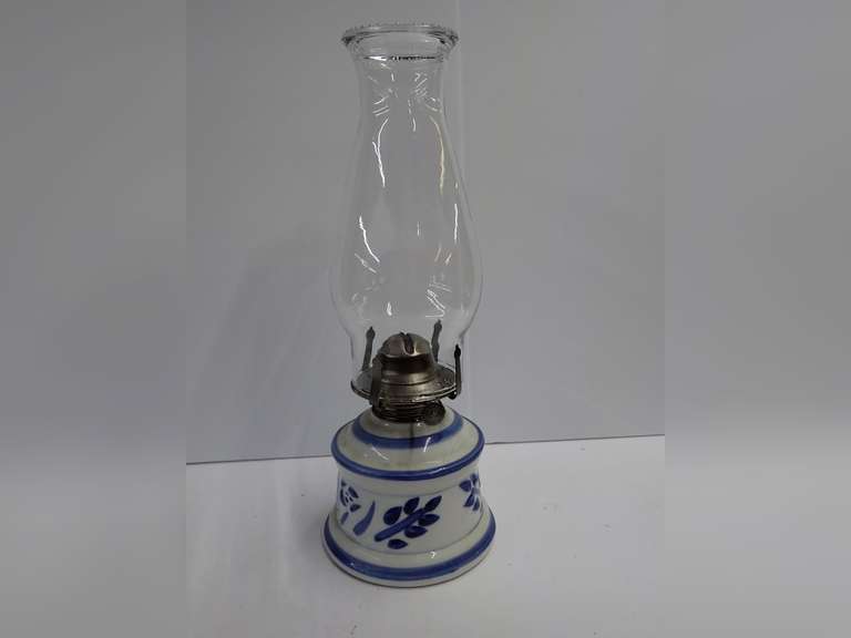 Ceramic Oil Lamp with Glass Chimney image