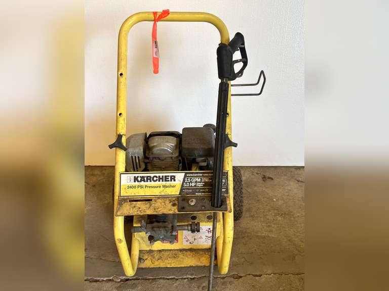 Karcher 2400 psi pressure washer with wand, not locked up and does work., see pictures for details. image