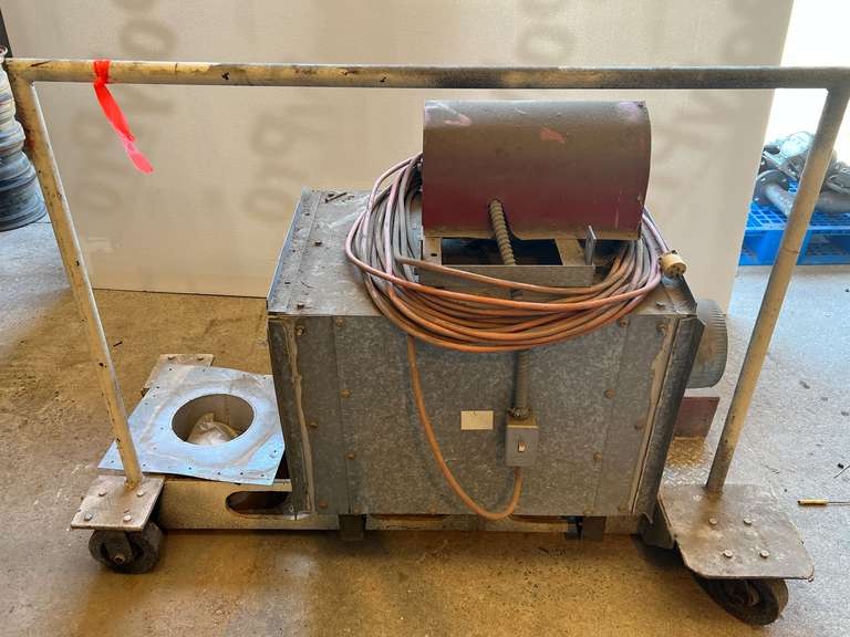 Mounted rolling external blower fan, powers up, see pictures for details. image