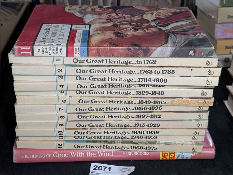 VINTAGE BOOKS INCLUDING OUR GREAT HERITAGE SERIES, THE FILMING OF GONE WITH THE WIND, AND THE GOLDEN BOOK HISTORY OF THE UNITED STATES image