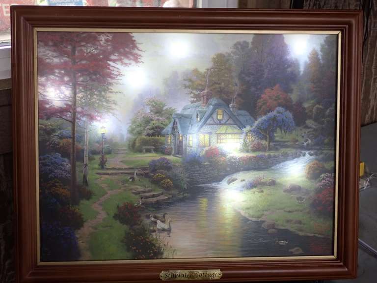 Thomas Kinkade Light Up Stillwater Cottage Framed Art Print image