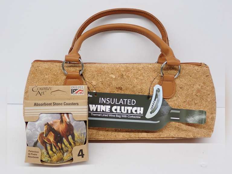 Insulated Wine Clutch and Horse Coasters image