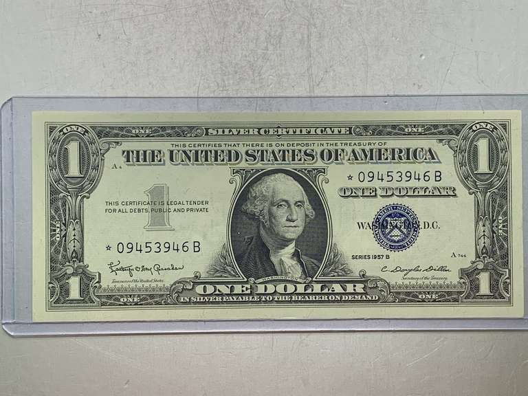 $1 SILVER CERTIFICATE STAR NOTE 1957B SERIAL NO *09453946B image