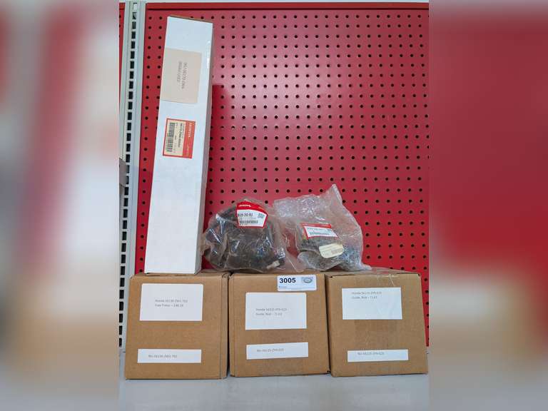 HONDA OUTBOARD PARTS INCLUDING TILLER ARM KIT, FUEL PUMP ASSEMBLY, POWER TRIM ROD GUIDES, AND MORE image