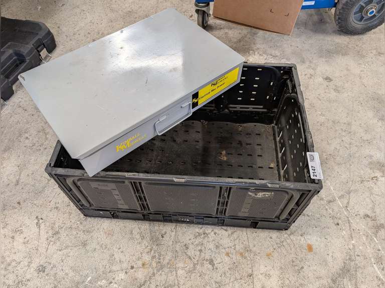 KIMBALL MIDWEST ELECTRICAL CONNECTOR PARTS IN METAL CASE AND COLLAPSIBLE PLASTIC CONTAINER image