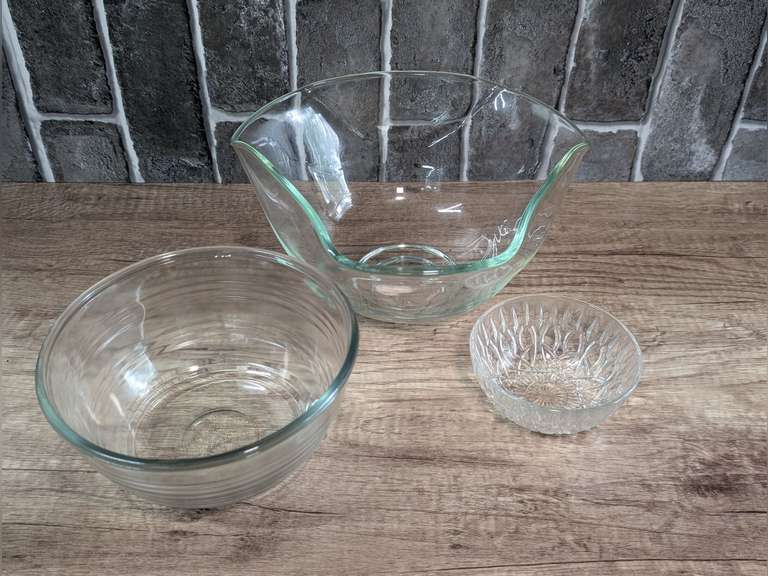VINTAGE FORMAL GLASS SERVING BOWLS image