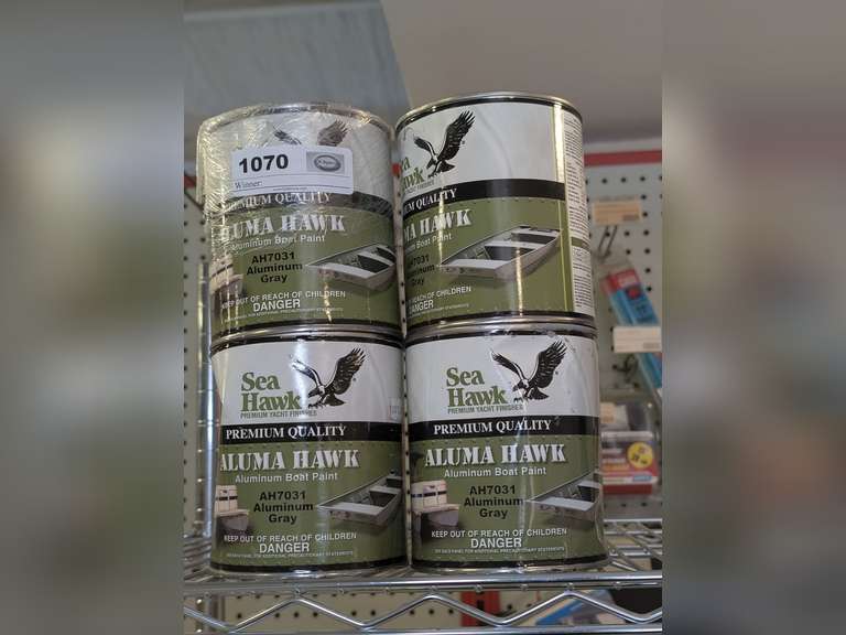 SEAHAWK PREMIUM QUALITY ALUMAHAWK GRAY ALUMINUM BOAT PAINT, FOUR 1 QUART CANS image