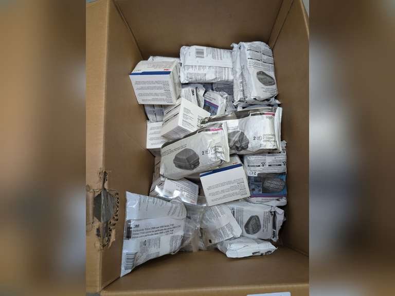 BOX FILLED WITH FACTORY SEALED MASK FILTERS, VARIOUS TYPES image