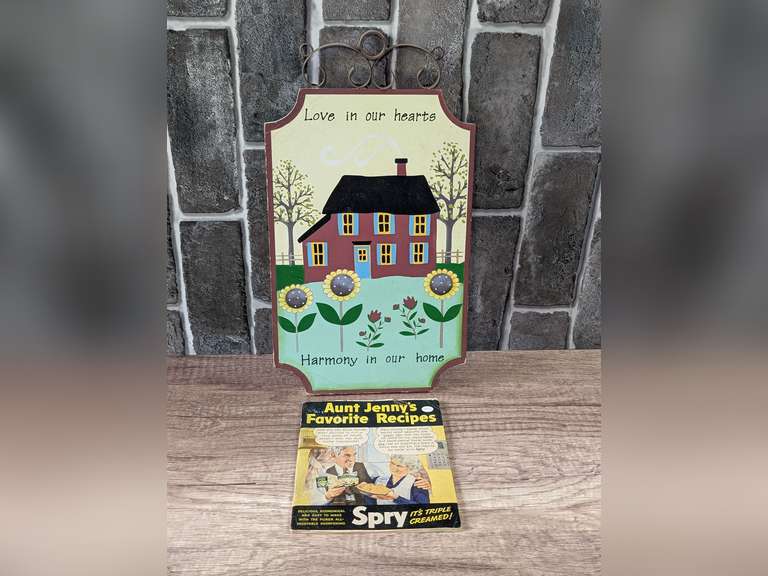 AUNT JENNY'S FAVORITE RECIPES AND DECORATIVE PLAQUE, LOVE IN OUR HEARTS HARMONY IN OUR HOME image