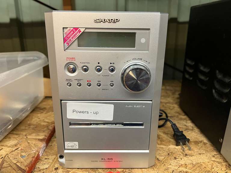 Sharp XL-55 micro component stereo system, with CD and cassette player, powers up, working condition unknown, see pictures for details. image