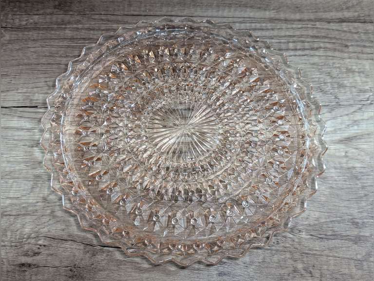 OLD DEPRESSION GLASS SERVING PLATTER BY JEANNETTE GLASS image