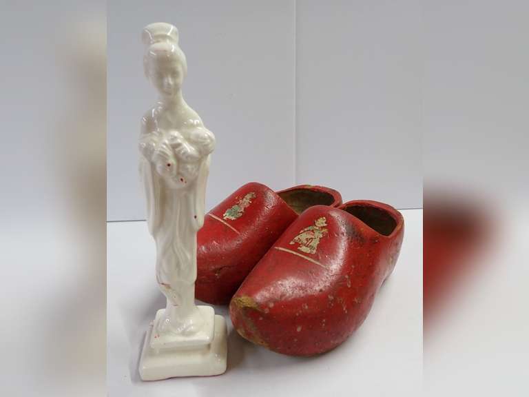 Porcelain Lady Figurine and Wooden Clogs image