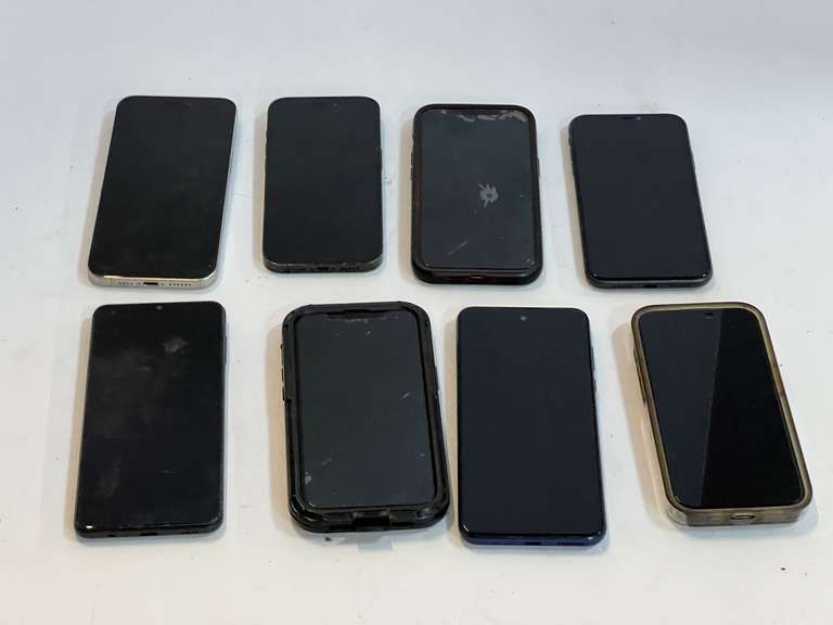 Assorted cell phones, some with cracked screens, see pictures for details. image
