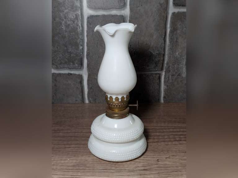 VINTAGE MILK GLASS OIL LAMP image