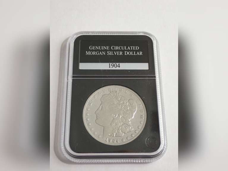 1904 MORGAN SILVER DOLLAR COIN, PCS GENUINE CIRCULATED image