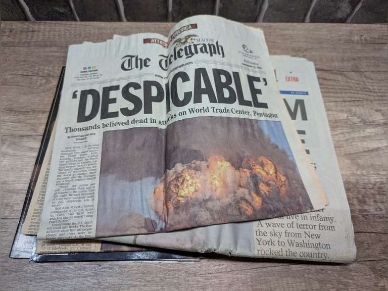 NEWSPAPERS FROM WORLD TRADE CENTER ATTACK AND 2000 PRESIDENTIAL ELECTION RESULTS PLUS MAGAZINES INCLUDING AUGUST 2, 1999 JOHN F. KENNEDY, JR EDITION OF PEOPLE MAGAZINE image