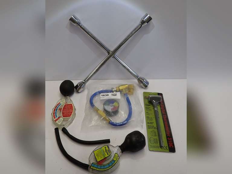 Lug Wrench, Coolant Tester, Thermometer image