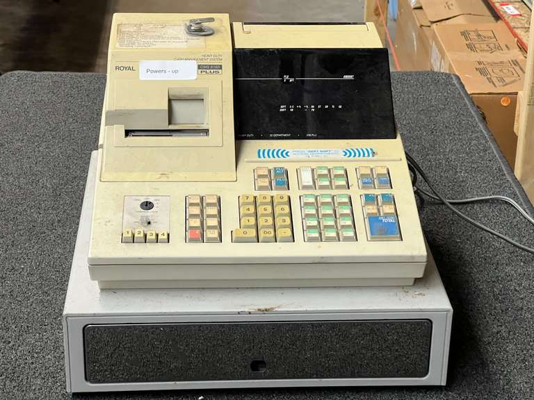 Royal CMS 8160 Plus cash register, powers up, working condition unknown, see pictures for details. image