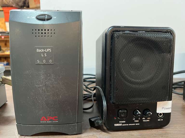 APC Back-UPS LS 500, Uninterruptible Power Supply, working condition unknown, also includes a Yamaha monitor speaker MS101, powers up, working condition unknown, see pictures for details. image