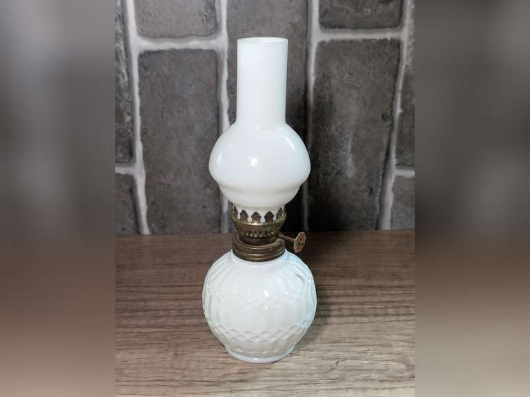 VINTAGE MILK GLASS OIL LAMP image