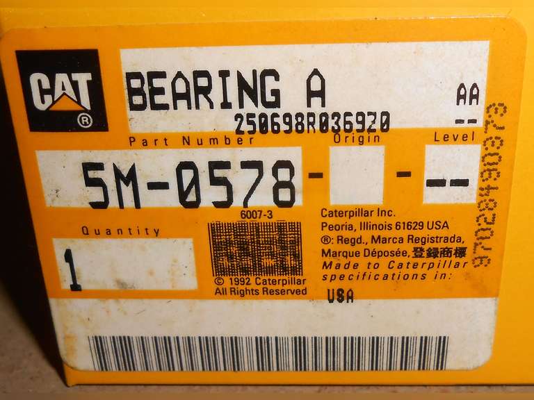 (8) CAT P/N 5M-0578 BEARING image