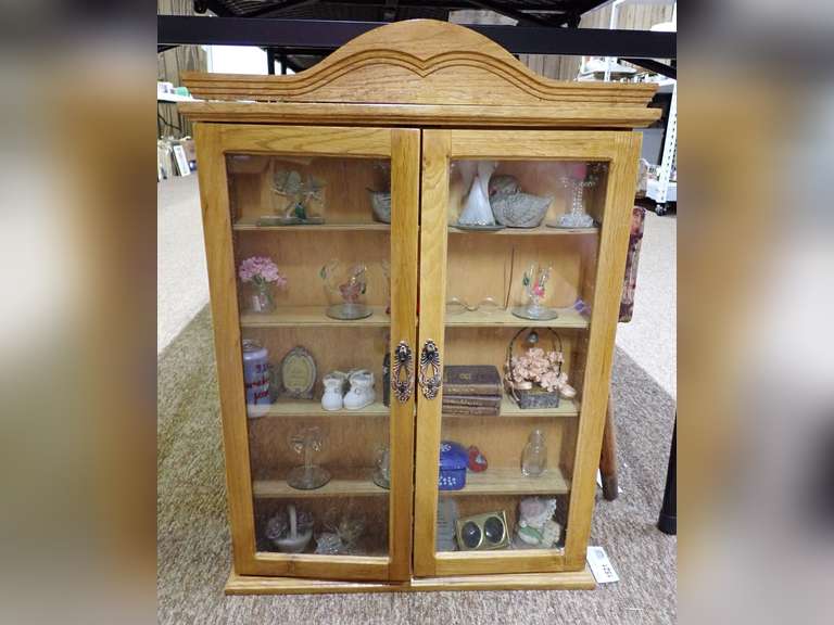 Wooden Curio Display Cabinet and its contents image