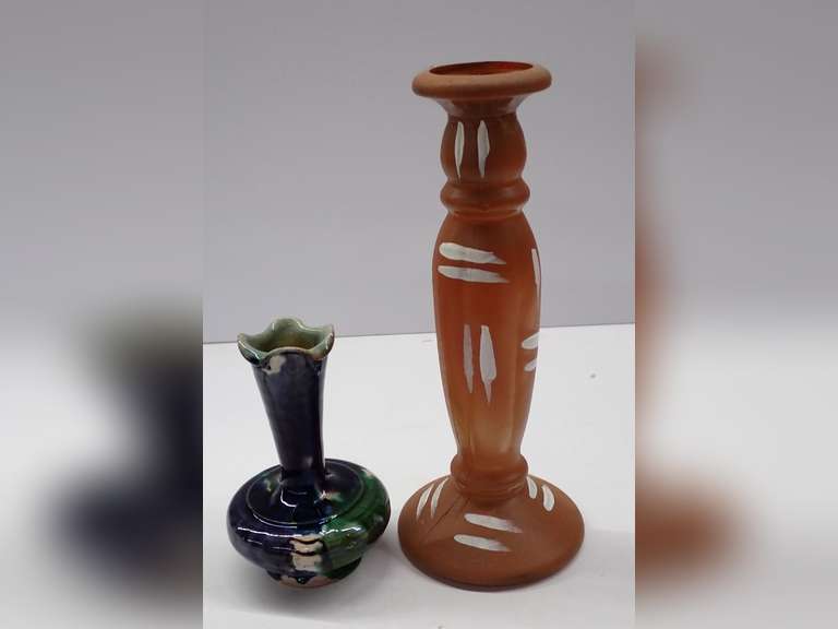 Handcrafted Candlestick and Signed Bud Vase image