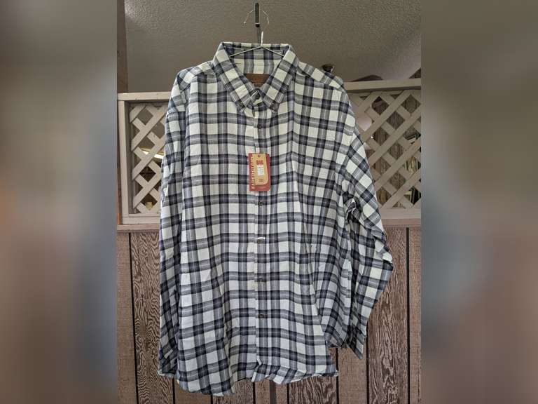 FADED GLORY BUTTON-DOWN FLANNEL SHIRT WITH TAGS, SIZE 2XL (50/52) image