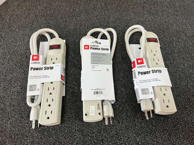 Six outlet power strips, set of three, tub is not included, see pictures for details. image