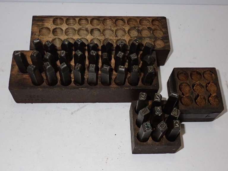 Metal Letter & Number Punch Set with Wooden Holders image