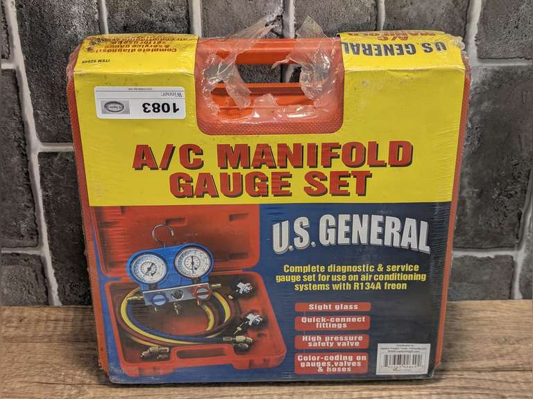 US GENERAL A/C MANIFOLD GAUGE SET IN ORIGINAL PACKAGE image