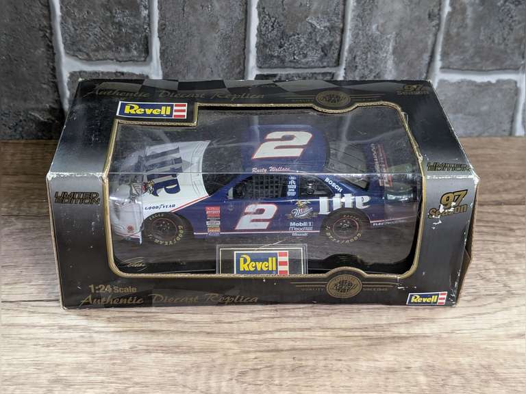 VINTAGE REVELL 1:24 SCALE AUTHENTIC DIECAST REPLICA IN ORIGINAL BOX, NUMBER 2 RUSTY WALLACE image