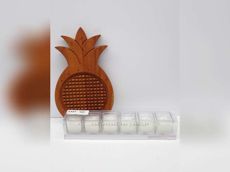 Chesapeake Bay Candles and Wooden Pineapple Decor image