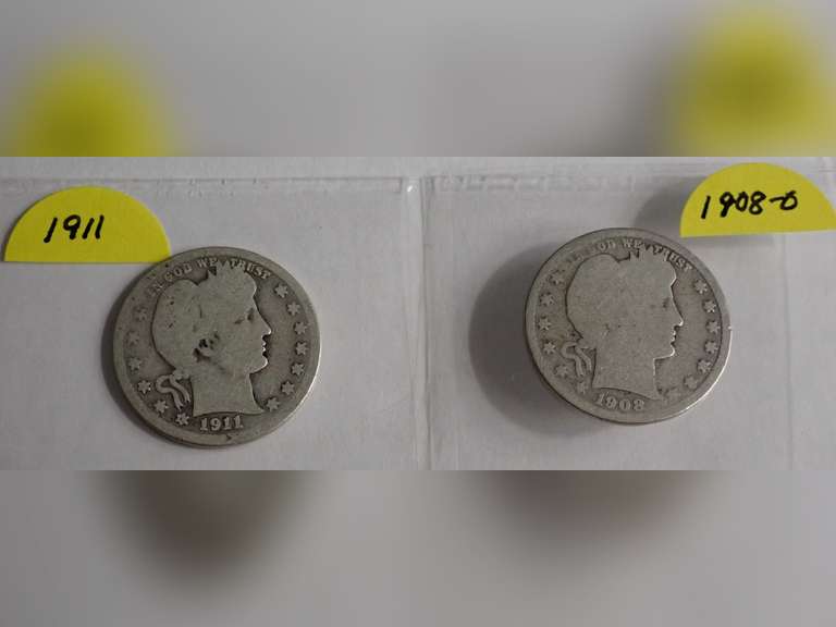 1911 & 1908-O BARBER QUARTERS image